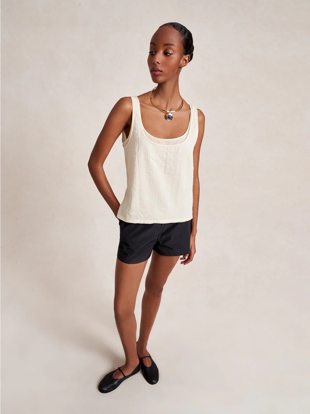 La Ligne Melodie Cream Scoop Neck Ivory Tank Top